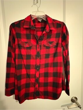 Eddie Bauer Red and Black Buffalo Plaid Button-Down Shirt